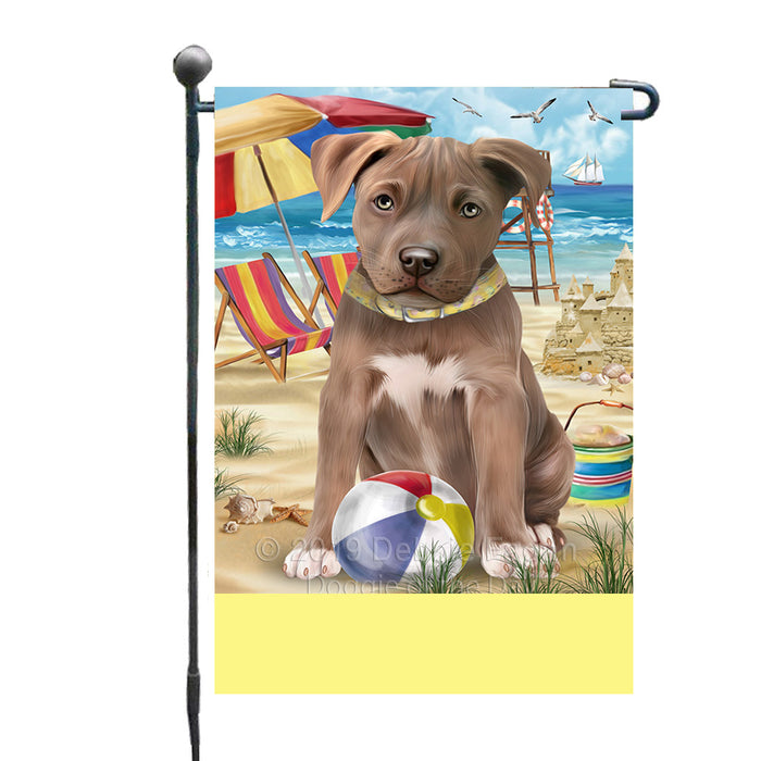 Personalized Pet Friendly Beach Pit Bull Dog Custom Garden Flags GFLG-DOTD-A58371