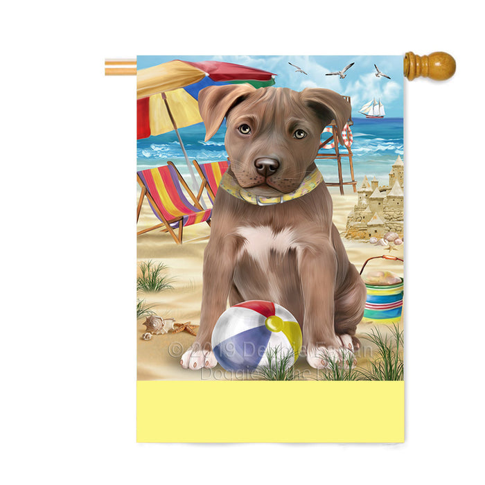Personalized Pet Friendly Beach Pit Bull Dog Custom House Flag FLG-DOTD-A58427