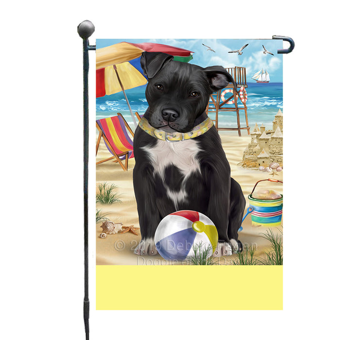 Personalized Pet Friendly Beach Pit Bull Dog Custom Garden Flags GFLG-DOTD-A58372