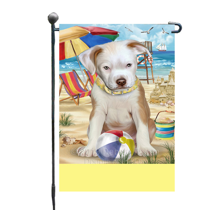 Personalized Pet Friendly Beach Pit Bull Dog Custom Garden Flags GFLG-DOTD-A58373