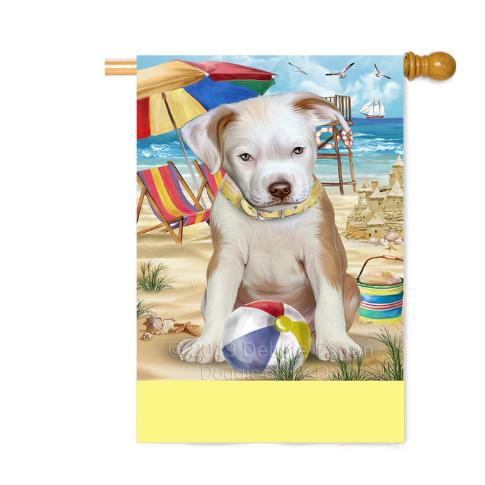 Personalized Pet Friendly Beach Pit Bull Dog Custom House Flag FLG-DOTD-A58429