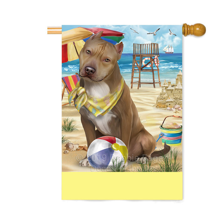 Personalized Pet Friendly Beach Pit Bull Dog Custom House Flag FLG-DOTD-A58430