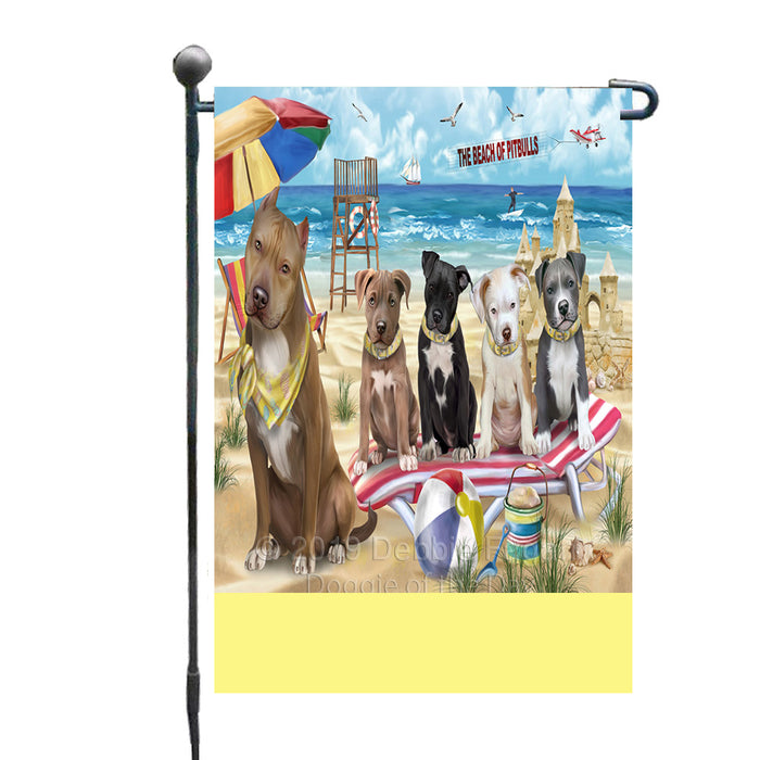 Personalized Pet Friendly Beach Pit Bull Dogs Custom Garden Flags GFLG-DOTD-A58369