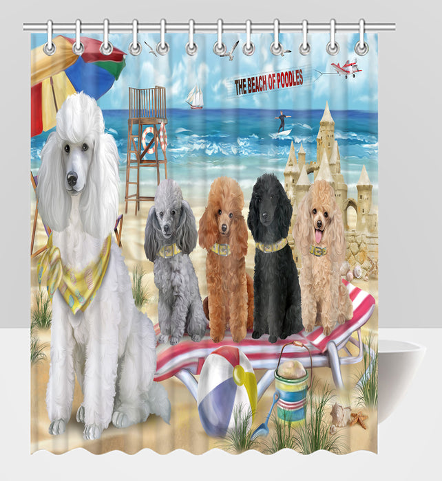 Pet Friendly Beach Poodle Dogs Shower Curtain