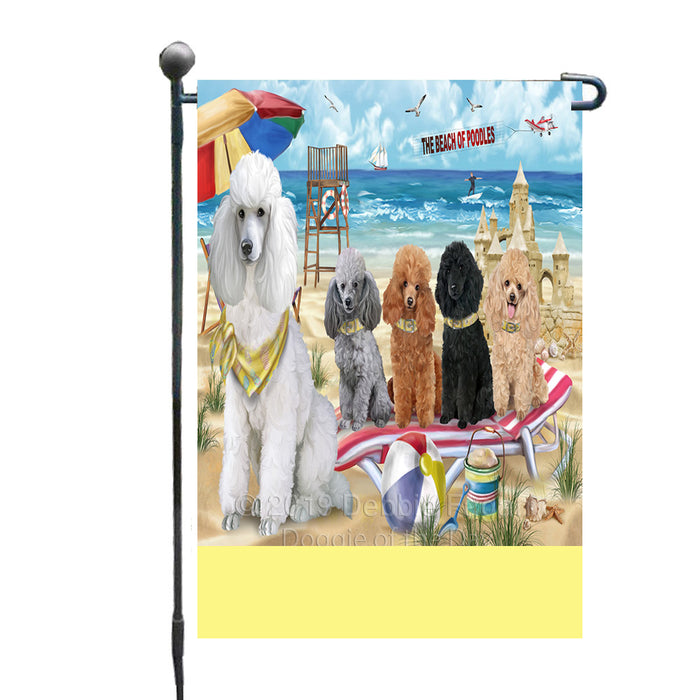 Personalized Pet Friendly Beach Poodle Dogs Custom Garden Flags GFLG-DOTD-A58381
