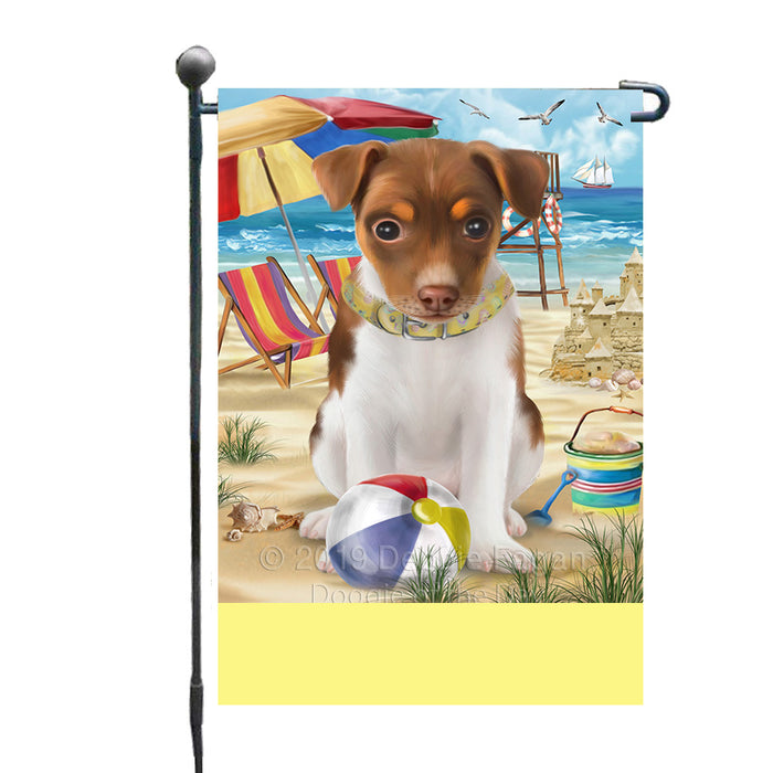 Personalized Pet Friendly Beach Rat Terrier Dog Custom Garden Flags GFLG-DOTD-A58388