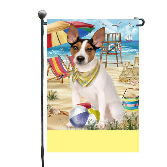 Personalized Pet Friendly Beach Rat Terrier Dog Custom Garden Flags GFLG-DOTD-A58390