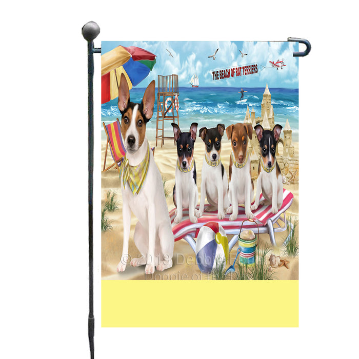 Personalized Pet Friendly Beach Rat Terrier Dogs Custom Garden Flags GFLG-DOTD-A58387