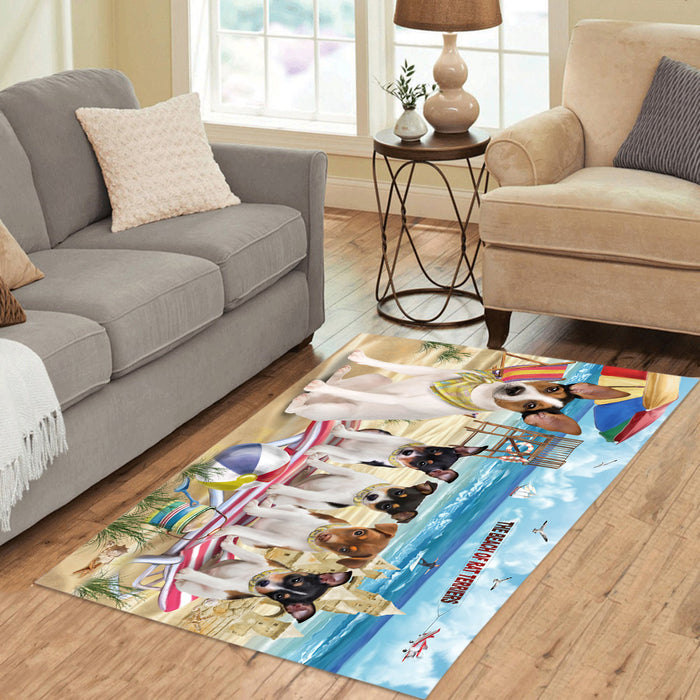 Pet Friendly Beach Rat Terrier Dogs Area Rug