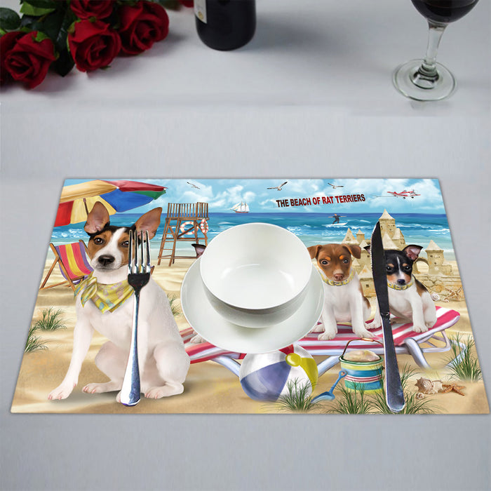 Pet Friendly Beach Rat Terrier Dogs Placemat