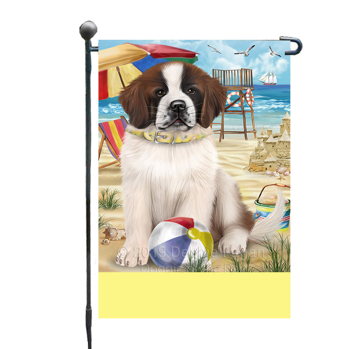 Personalized Pet Friendly Beach Saint Bernard Dog Custom Garden Flags GFLG-DOTD-A58403