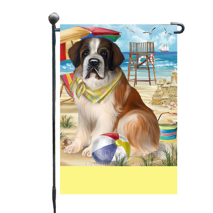 Personalized Pet Friendly Beach Saint Bernard Dog Custom Garden Flags GFLG-DOTD-A58404