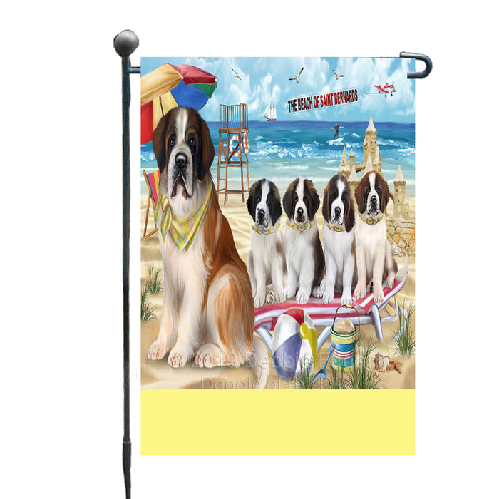 Personalized Pet Friendly Beach Saint Bernard Dogs Custom Garden Flags GFLG-DOTD-A58402