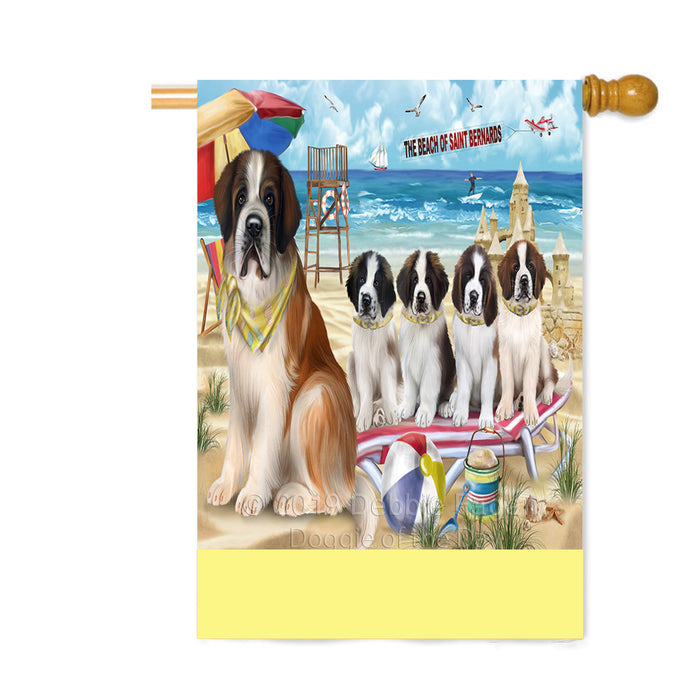 Personalized Pet Friendly Beach Saint Bernard Dogs Custom House Flag FLG-DOTD-A58458