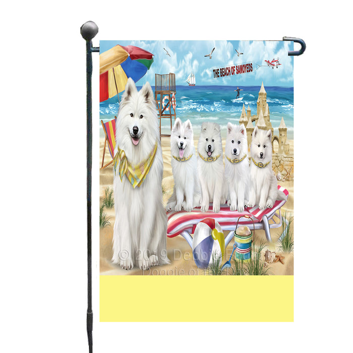 Personalized Pet Friendly Beach Samoyed Dogs Custom Garden Flags GFLG-DOTD-A58405