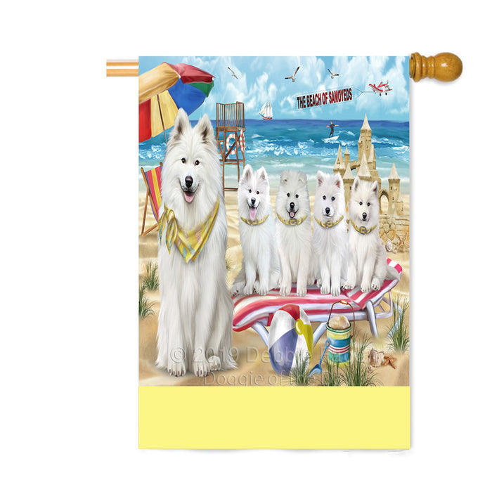 Personalized Pet Friendly Beach Samoyed Dogs Custom House Flag FLG-DOTD-A58461