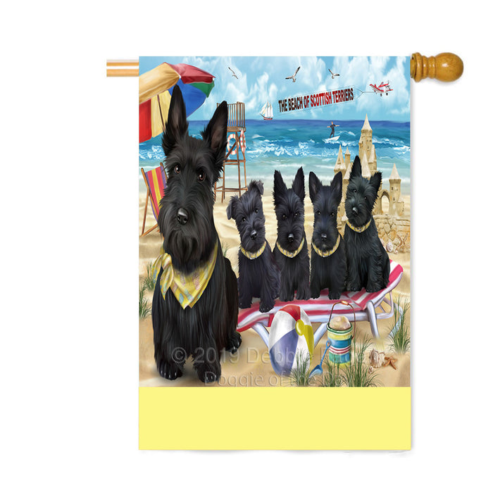 Personalized Pet Friendly Beach Scottish Terrier Dogs Custom House Flag FLG-DOTD-A58464