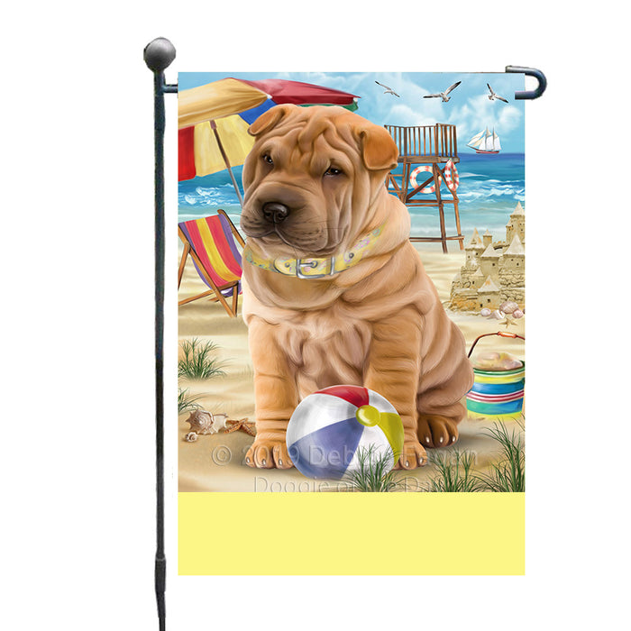 Personalized Pet Friendly Beach Shar Pei Dog Custom Garden Flags GFLG-DOTD-A58412
