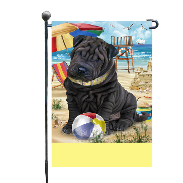 Personalized Pet Friendly Beach Shar Pei Dog Custom Garden Flags GFLG-DOTD-A58414