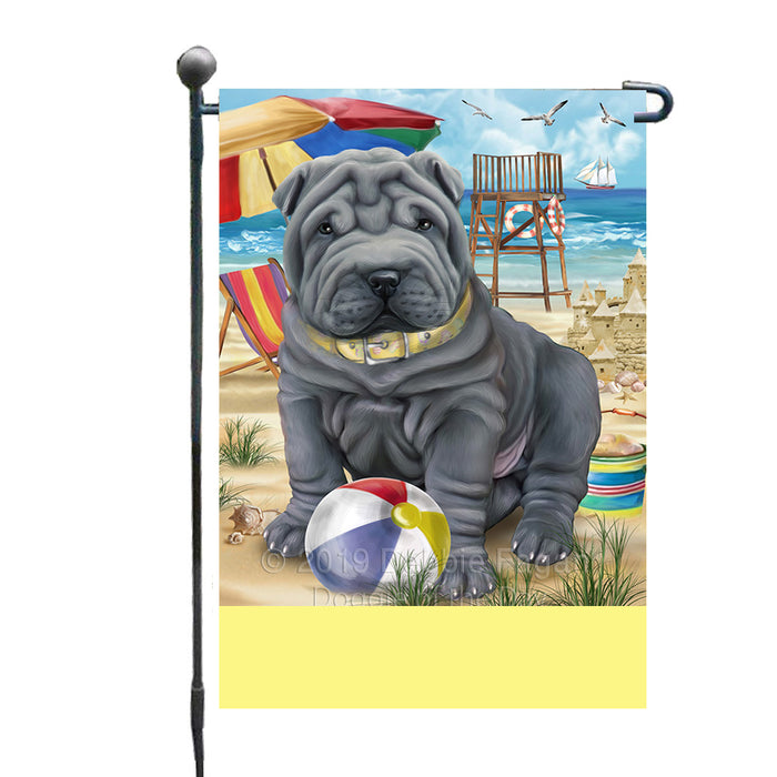 Personalized Pet Friendly Beach Shar Pei Dog Custom Garden Flags GFLG-DOTD-A58415