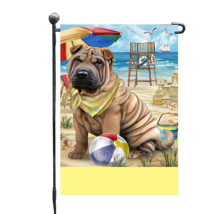 Personalized Pet Friendly Beach Shar Pei Dog Custom Garden Flags GFLG-DOTD-A58416