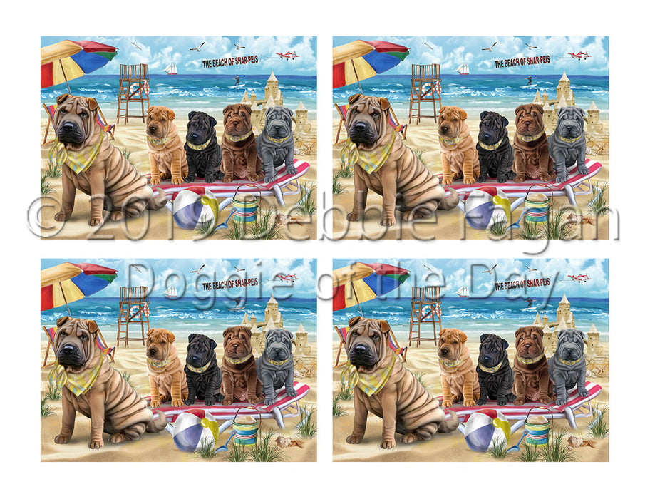 Pet Friendly Beach Shar Pei Dogs Placemat