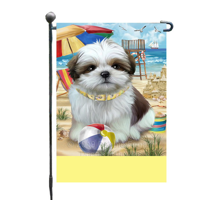Personalized Pet Friendly Beach Shih Tzu Dog Custom Garden Flags GFLG-DOTD-A58422