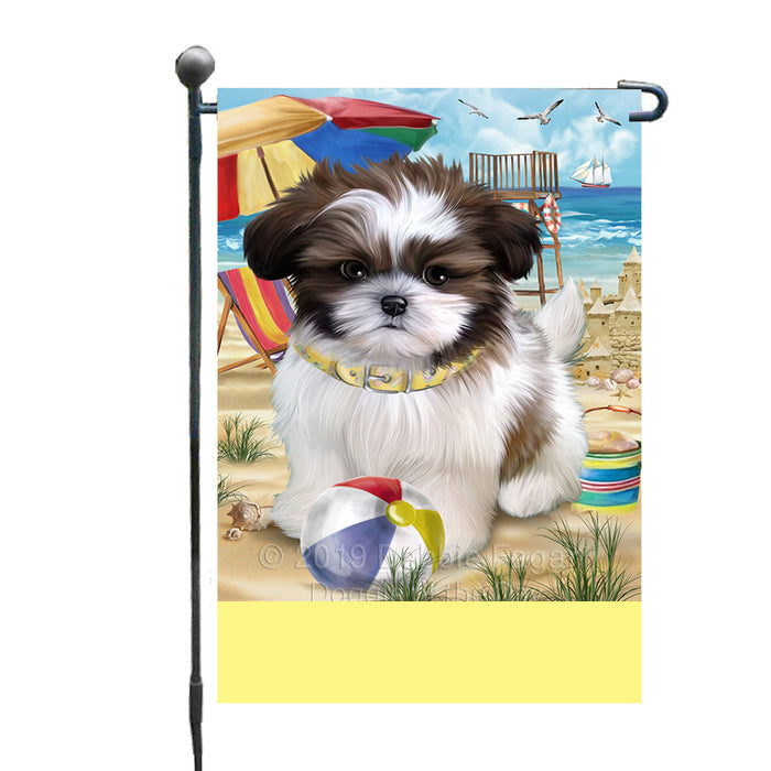 Personalized Pet Friendly Beach Shih Tzu Dog Custom Garden Flags GFLG-DOTD-A58423