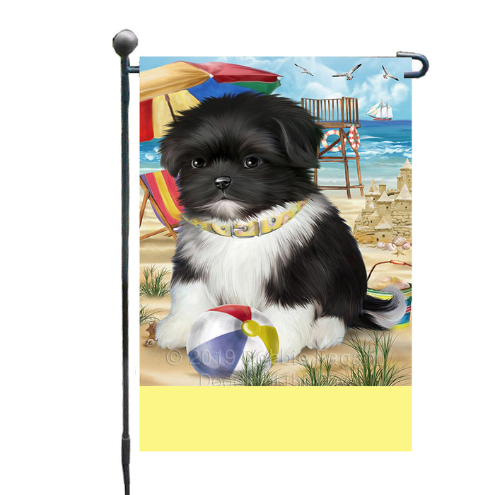 Personalized Pet Friendly Beach Shih Tzu Dog Custom Garden Flags GFLG-DOTD-A58424