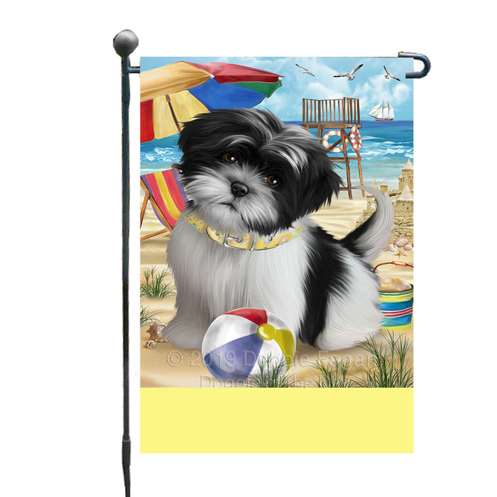Personalized Pet Friendly Beach Shih Tzu Dog Custom Garden Flags GFLG-DOTD-A58425