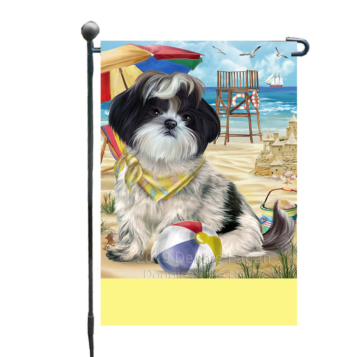 Personalized Pet Friendly Beach Shih Tzu Dog Custom Garden Flags GFLG-DOTD-A58426