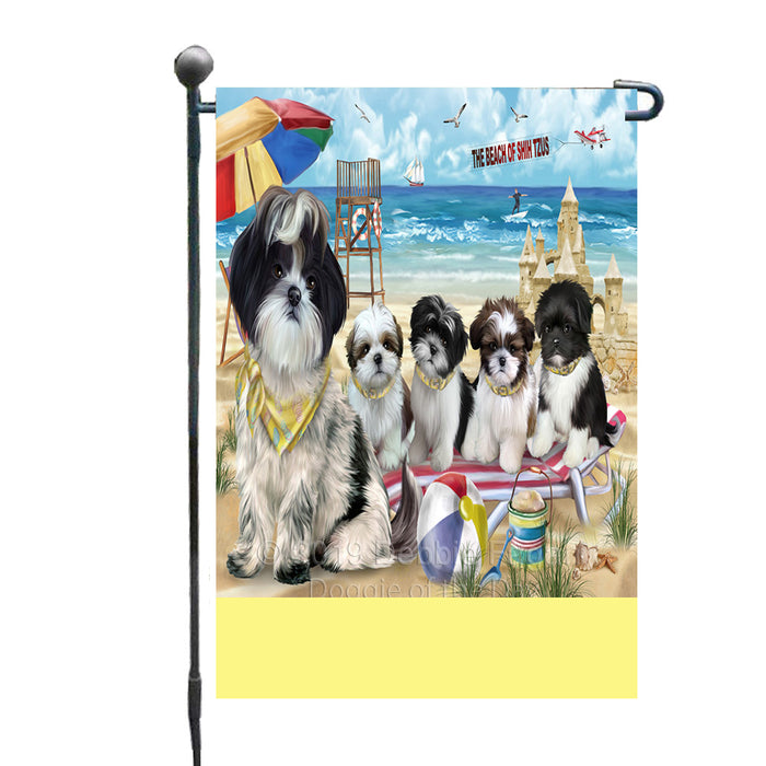 Personalized Pet Friendly Beach Shih Tzu Dogs Custom Garden Flags GFLG-DOTD-A58421