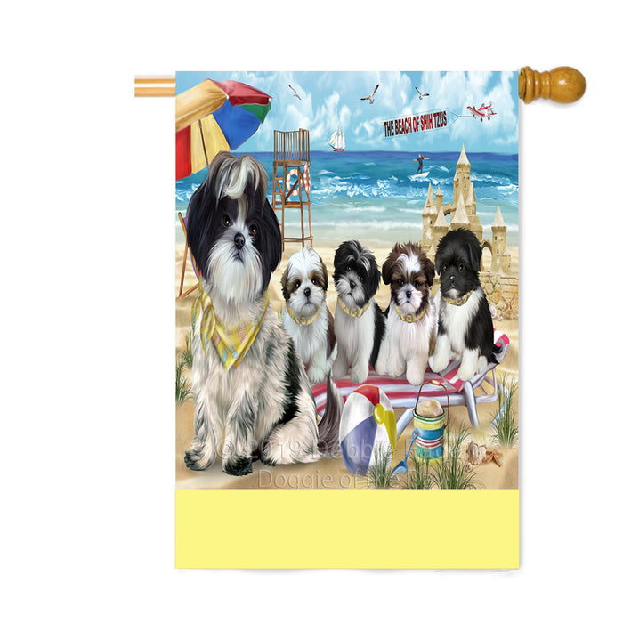 Personalized Pet Friendly Beach Shih Tzu Dogs Custom House Flag FLG-DOTD-A58477
