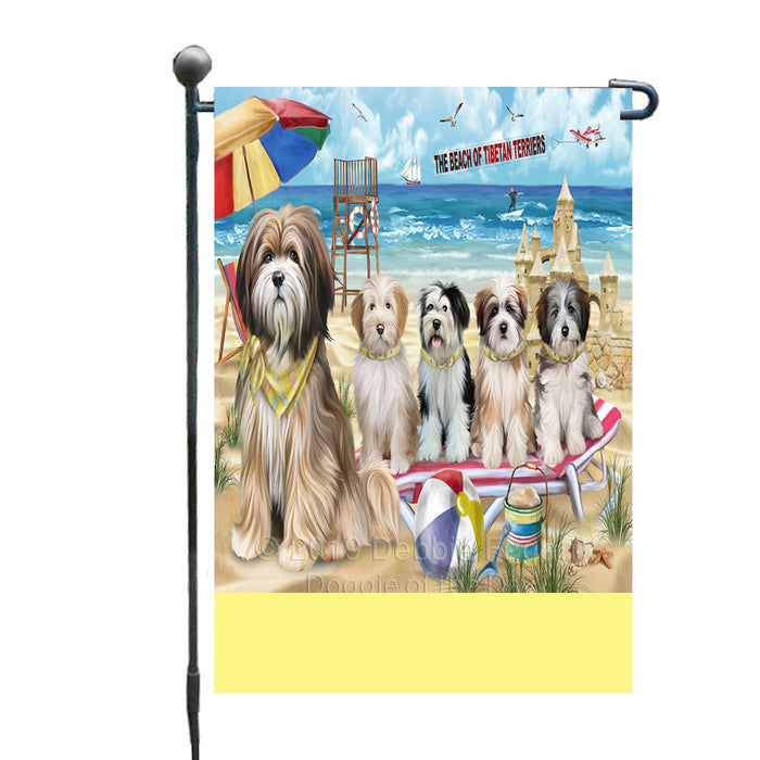 Personalized Pet Friendly Beach Tibetan Terrier Dogs Custom Garden Flags GFLG-DOTD-A58452