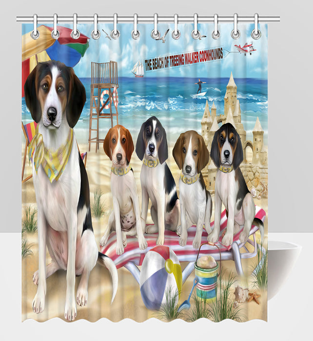 Pet Friendly Beach Treeing Walker Coonhound Dogs Shower Curtain
