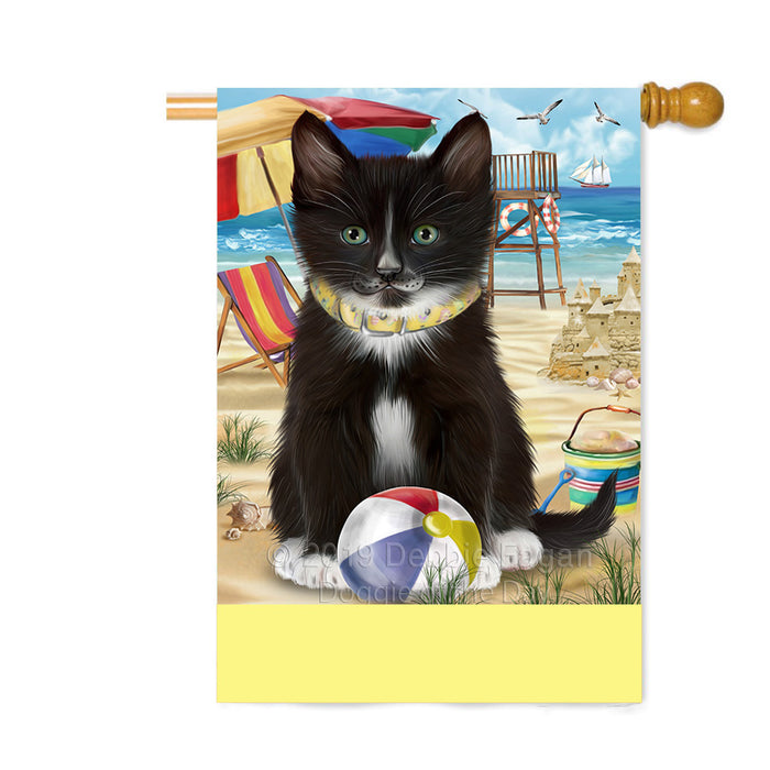 Personalized Pet Friendly Beach Tuxedo Cat Custom House Flag FLG-DOTD-A58522