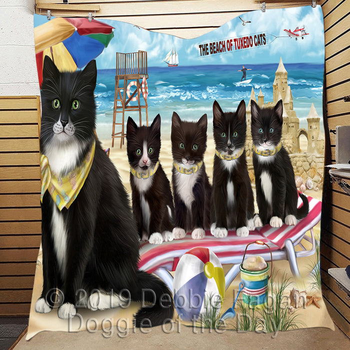 Pet Friendly Beach Tuxedo Cats Quilt