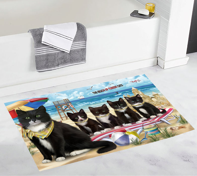 Pet Friendly Beach Tuxedo Cats Bath Mat