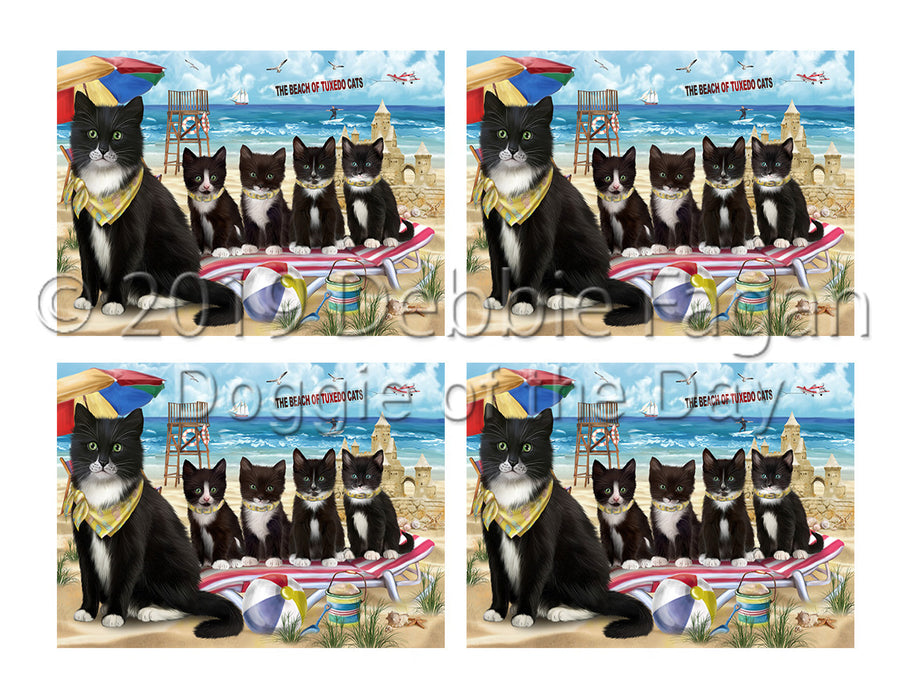 Pet Friendly Beach Tuxedo Cats Placemat