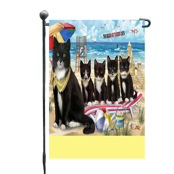 Personalized Pet Friendly Beach Tuxedo Cats Custom Garden Flags GFLG-DOTD-A58465