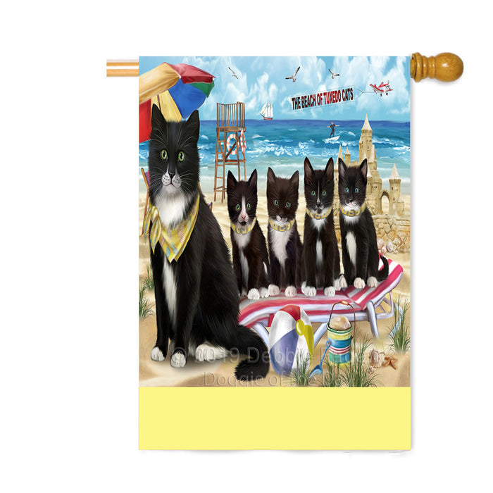 Personalized Pet Friendly Beach Tuxedo Cats Custom House Flag FLG-DOTD-A58521