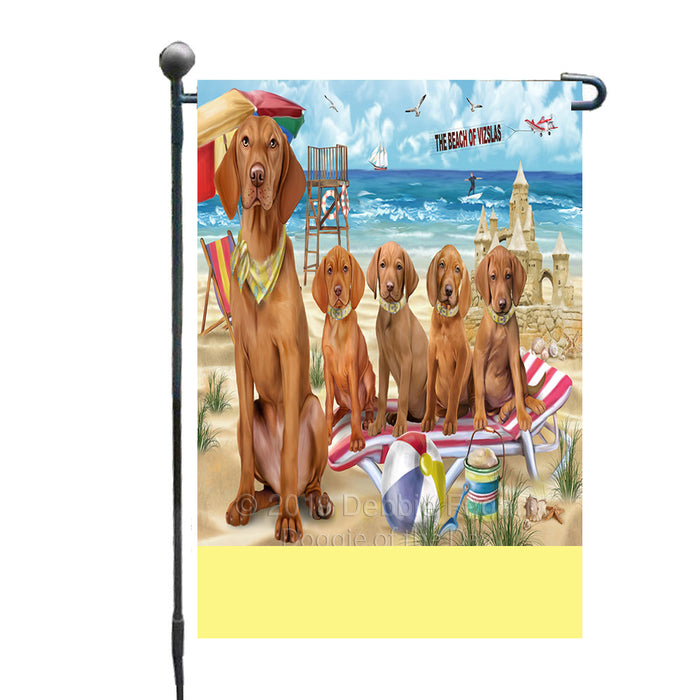 Personalized Pet Friendly Beach Vizsla Dogs Custom Garden Flags GFLG-DOTD-A58468