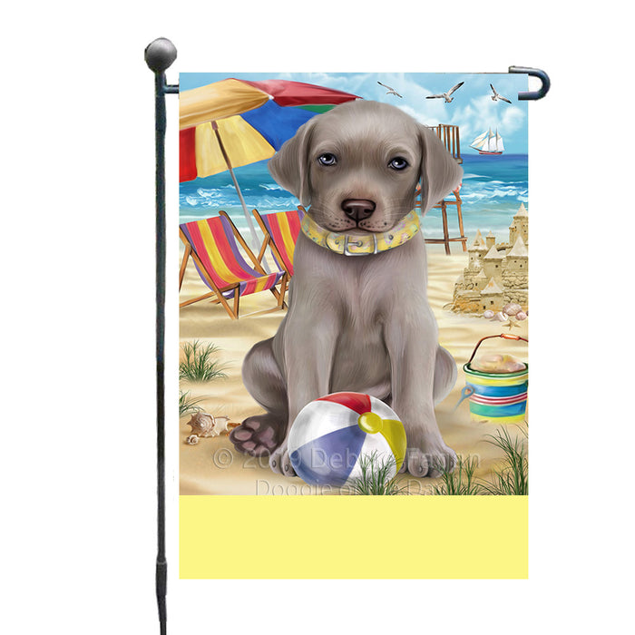 Personalized Pet Friendly Beach Weimaraner Dog Custom Garden Flags GFLG-DOTD-A58472