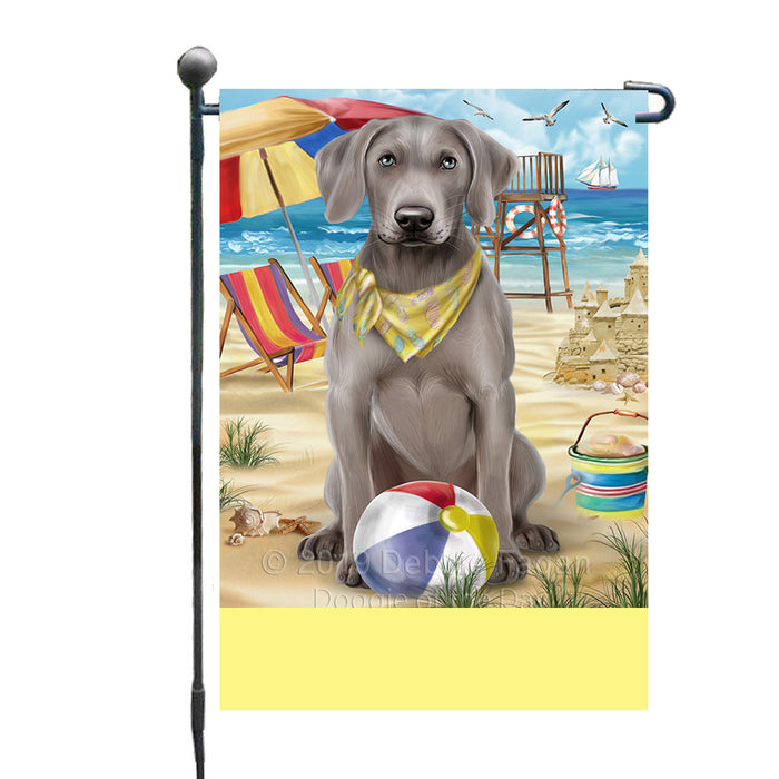 Personalized Pet Friendly Beach Weimaraner Dog Custom Garden Flags GFLG-DOTD-A58473