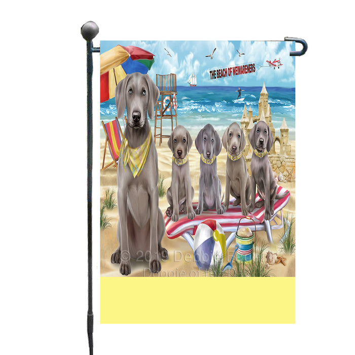 Personalized Pet Friendly Beach Weimaraner Dogs Custom Garden Flags GFLG-DOTD-A58471