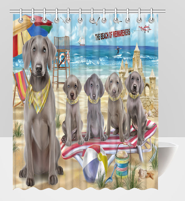 Pet Friendly Beach Weimaraner Dogs Shower Curtain