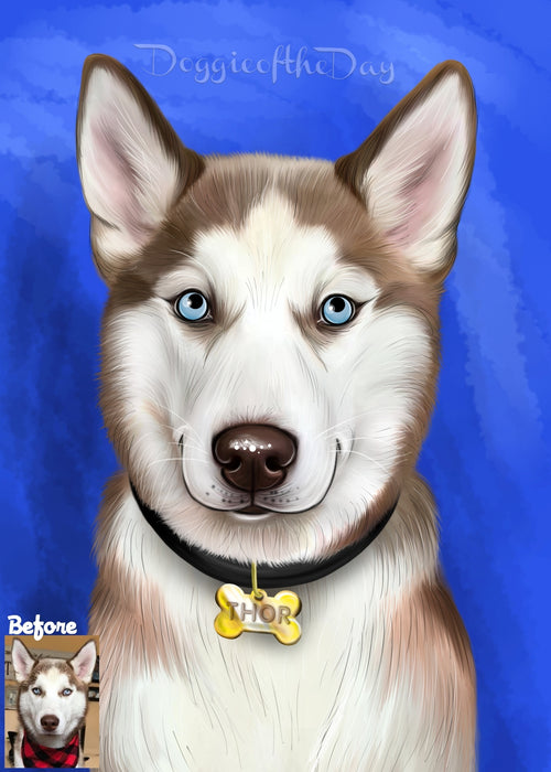 Digital Painting PERSONALIZED Caricature PET PORTRAIT! Custom Pet Dog or Cat Art