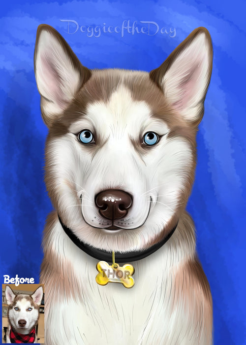 Digital Caricature PERSONALIZED Painting PET PORTRAIT! Custom Pet Photo Dog or Cat Art