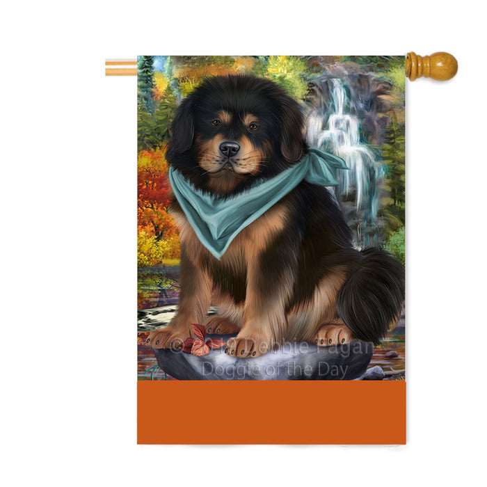 Personalized Scenic Waterfall Tibetan Mastiff Dog Custom House Flag FLG-DOTD-A60909
