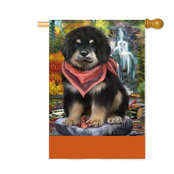 Personalized Scenic Waterfall Tibetan Mastiff Dog Custom House Flag FLG-DOTD-A60910